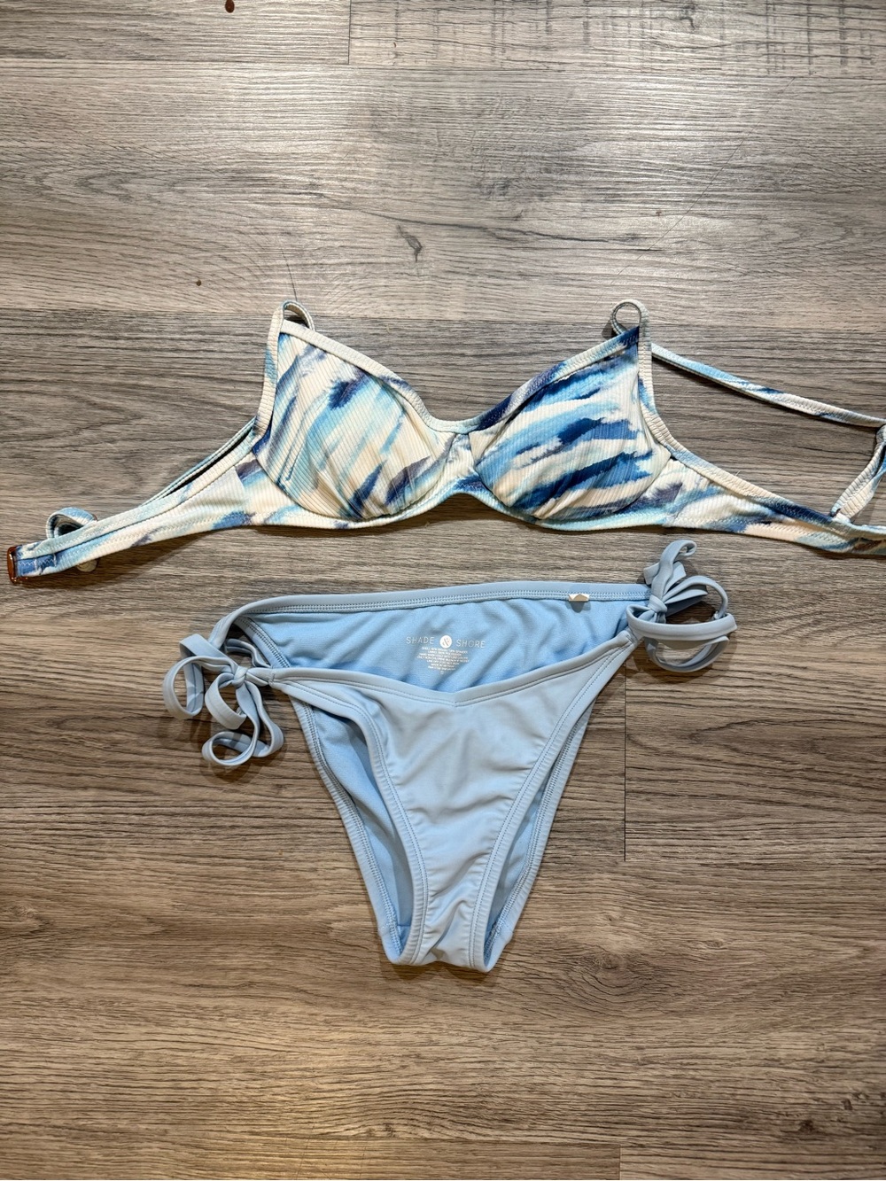 Shade & Shore Light Blue Tie-Dye Underwire Bikini Set
